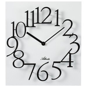 Atlanta Wanduhr Quarz analog weiß eckig viereckig