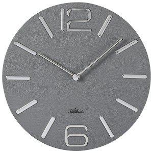 Atlanta Wanduhr Quarz analog Metall grau rund
