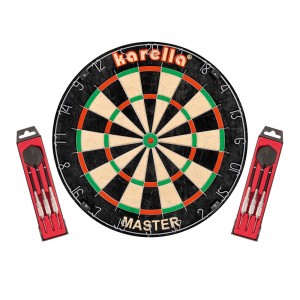 Karella Dartboard Master Wettkamp Profi Dartscheibe + 2 Set Steeldart