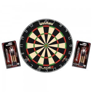 Dartboard WINMAU Original Blade 6 + 2 Steeldart Sets Broadside Brass