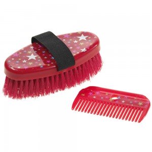 Set zur Pflege von Kuschel-Pferden in rot