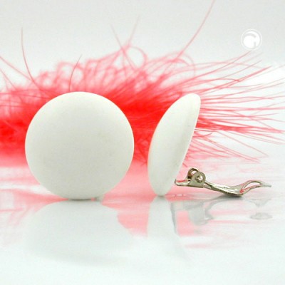 Ohrring rund 24mm weiß-matt