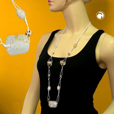 Collier Halskette weiß-kristall-gold 100cm