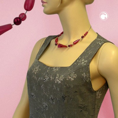 Collier Halskette rot seidig-glänzend bordeaux 50cm