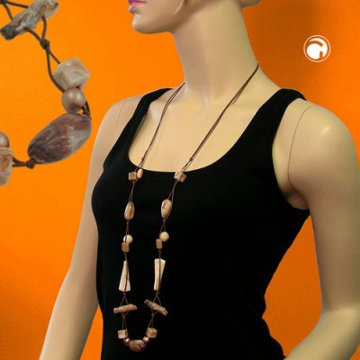 Collier Halskette beige-horn-marmoriert-glänzend 105cm