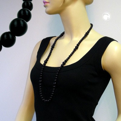 Collier Halskette Perlen schwarz glänzend 86cm