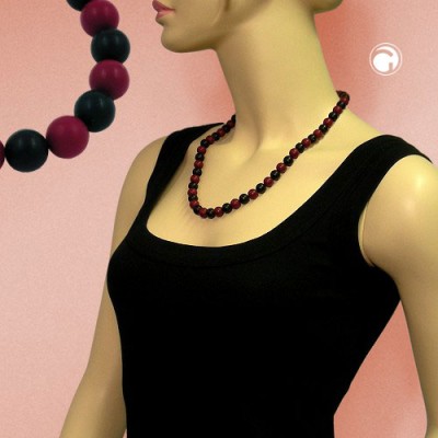 Collier Halskette Perlen 10 schwarz-bordeaux 55cm