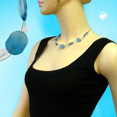 Collier Halskette türkis-aqua-transparent 45cm