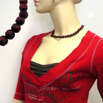 Halskette Barockperle rot-schwarz 42cm