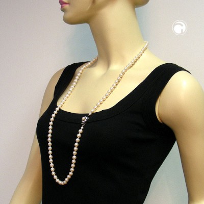 Collier Halskette geknotet aprikot 90cm
