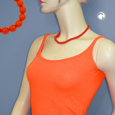 Collier Halskette Perle 8mm orange-rot 45cm