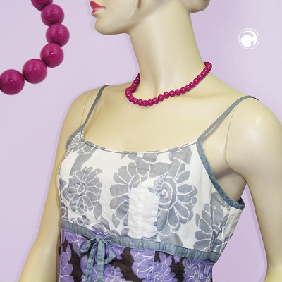 Halskette Perlen 10mm violett-glänzend 45cm