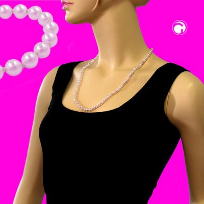 Collier Halskette 60 Glasperlen rosa geknotet 60cm