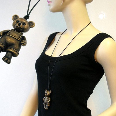 Collier Halskette Bär altmessing-matt 90cm