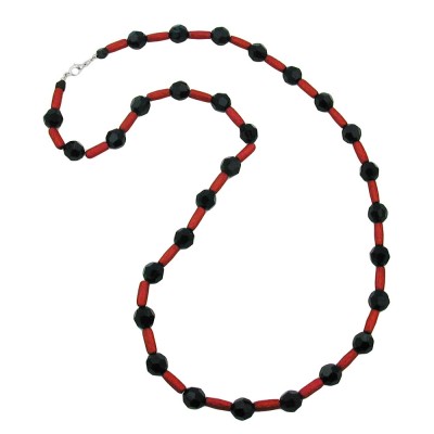 Halskette schwarz-rot metallic 80cm