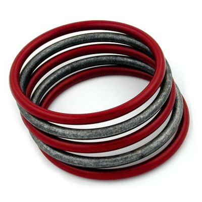 Armreif Ringspiel rot-silbergrau