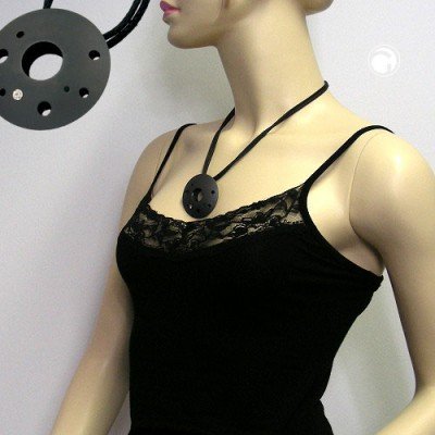 Collier Halskette Anhänger Doppelscheibe kristall 50cm