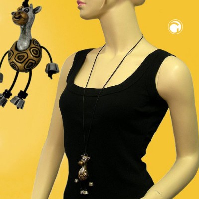 Collier Halskette Giraffe altsilber-altmessing 90cm