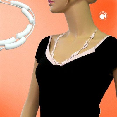 Collier Halskette Walze weiß-matt Kordel weiß 70cm