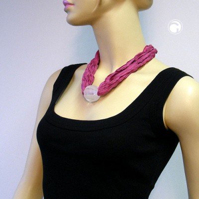 Halskette Seidenschal pink kristall-matt 55cm