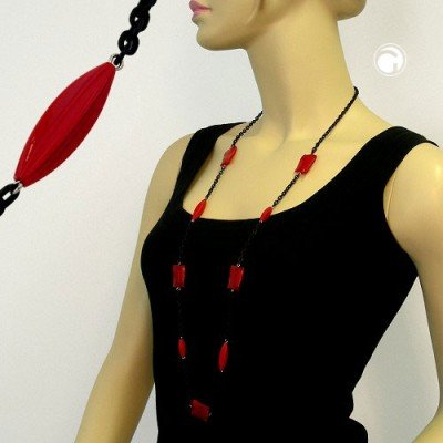 Collier Halskette Pillow rot seidig-glänzend 100cm