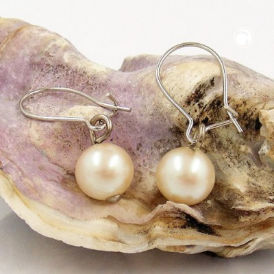 Ohrhaken Glas Perle apricot