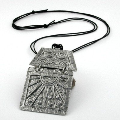 Halskette Anhänger Zinn große Platte 110cm