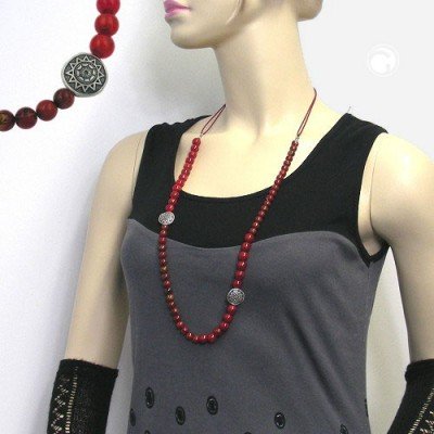 Collier Halskette Perle himbeer Sonnenperle 90cm