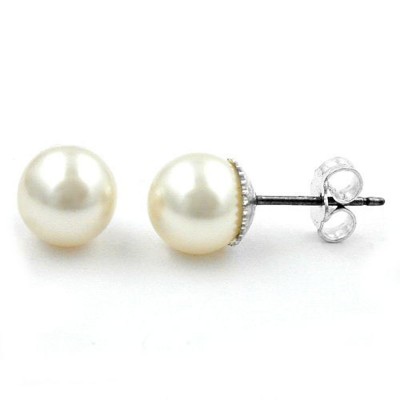 Ohrstecker Perle wachsweiß 8mm