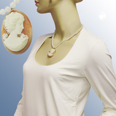 Halskette Cameè creme-horn-marmoriert 45cm