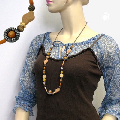 Collier Halskette bicolor-orange-hellbraun-ocker 95cm