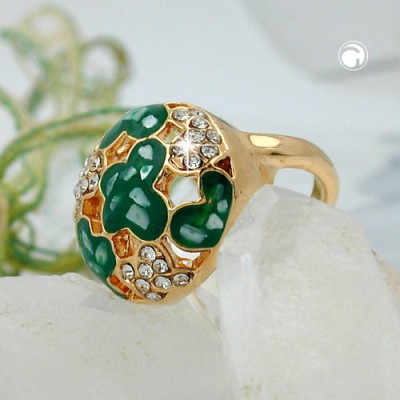 Ring grün mit Glassteinen vergoldet