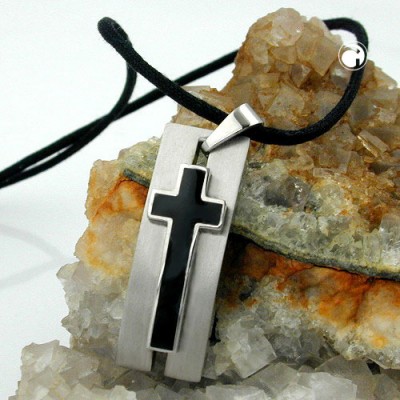 Halskette Edelstahl mit Kreuz 100cm
