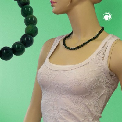 Collier Halskette Perlen 8 grün-marmoriert 50cm