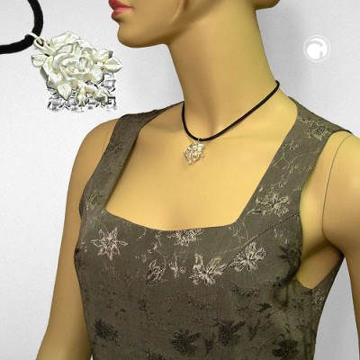 Collier Halskette Rose auf Eis silberfarbig 38cm