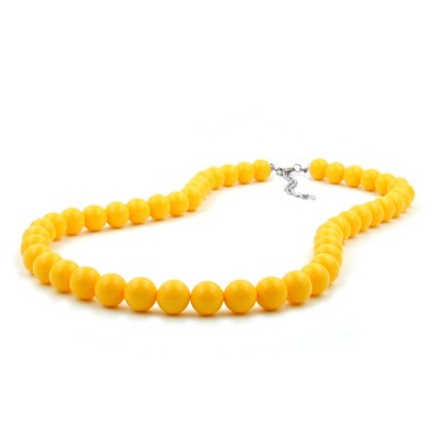 Collier Halskette Perlen 8mm gelb-glänzend 42cm