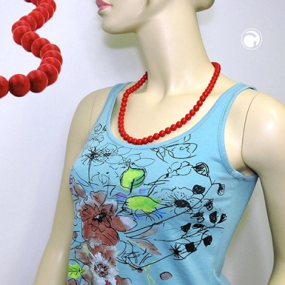 Collier Halskette Perlen 10mm rot-glänzend 60cm