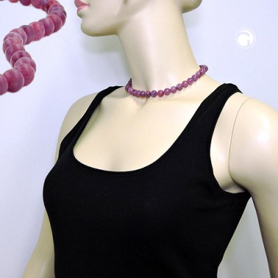 Halskette Perlen 10mm flieder-violett 40cm