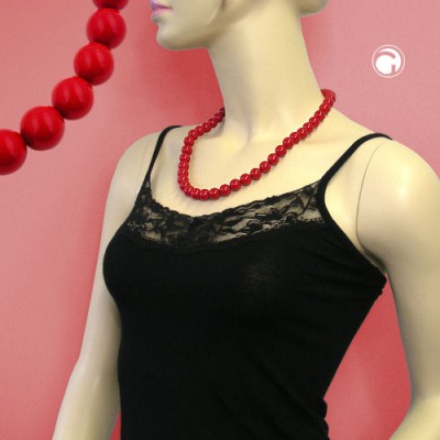 Halskette Perle 12mm rot glänzend 55cm