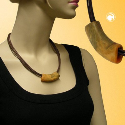 Collier Halskette Rohr flach-gebogen ocker 50cm