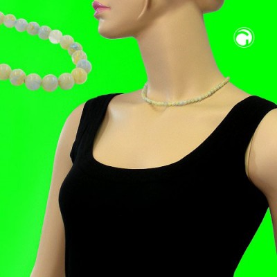 Collier Halskette 6mm Perlen türkis-grün-weiß 42cm