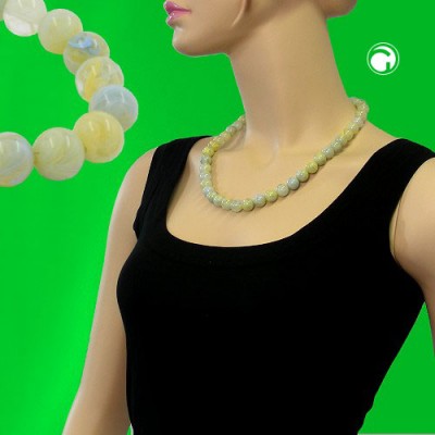 Collier Halskette 12mm Perlen türkis-grün-gelb 55cm