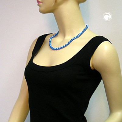 Halskette Perlen azurblau-seide 50cm