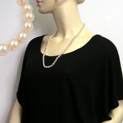 Halskette Glasperle geknotet creme 65cm