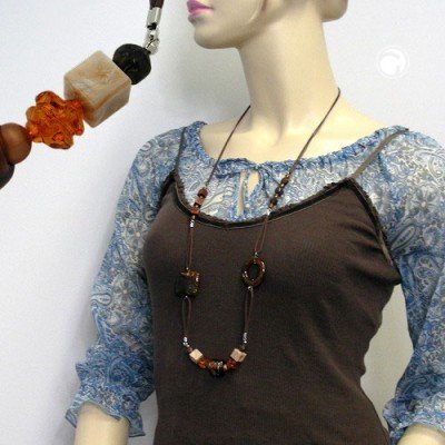 Halskette braun-schildpatt-horn 90cm