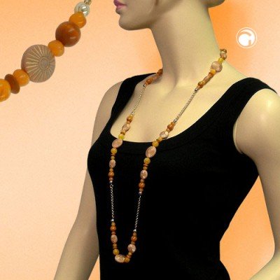 Halskette terra ocker orange farbig 100cm