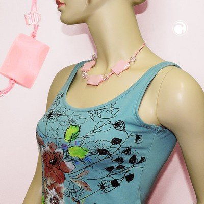 Collier Halskette Viereck gewellt rosa-glänzend 45cm