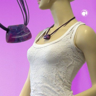 Collier Halskette Trapez lila-pink-blau 50cm