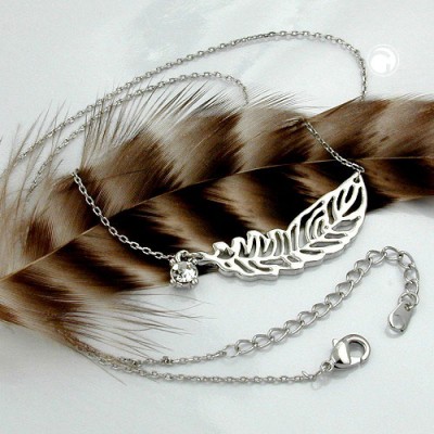 Halskette mit Anhänger Feder 40cm