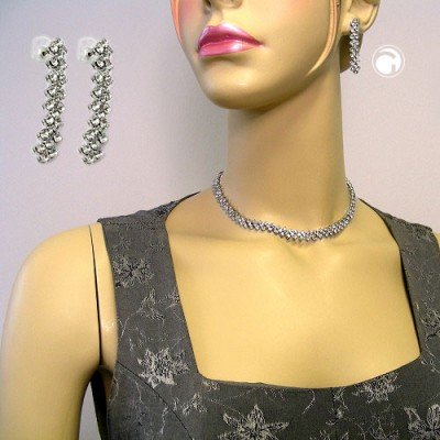 Set StrassKette und Strass-Ohrstecker